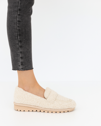 Mocassins Douillets en Laine Bouclée pour Femme