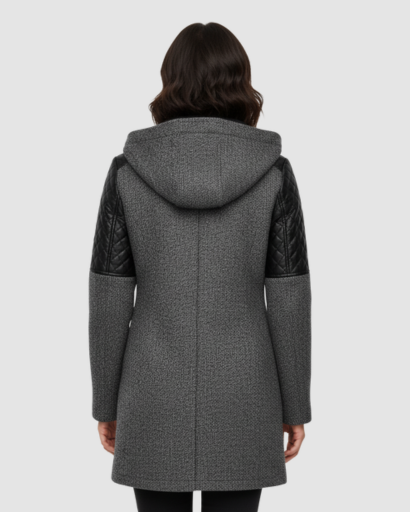 Manteau Femme Style Motard avec Capuche – Look Moderne pour Hiver