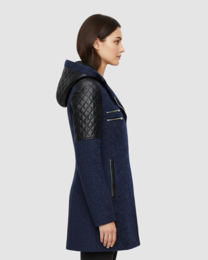 Manteau Femme Style Motard avec Capuche – Look Moderne pour Hiver