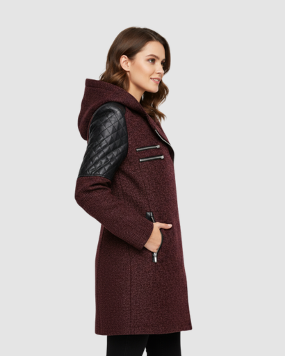 Manteau Femme Style Motard avec Capuche – Look Moderne pour Hiver