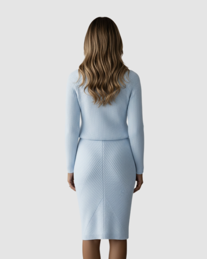 Robe Femme Mi-Longue Ajustée – Col Montant & Silhouette Élégante