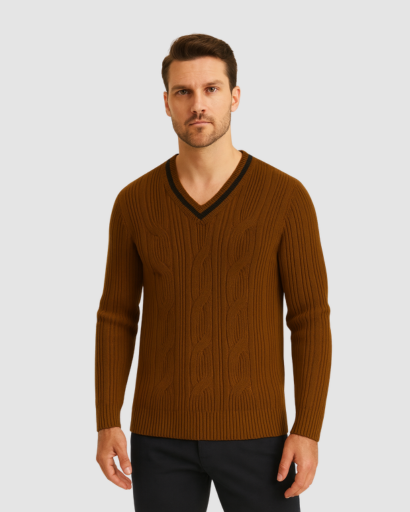 Pull Col V Homme – Élégance Classique au Quotidien