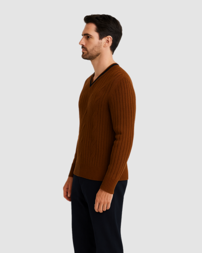 Pull Col V Homme – Élégance Classique au Quotidien