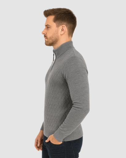 Pull à Col Zippé Homme – Élégance Moderne et Confort Thermique