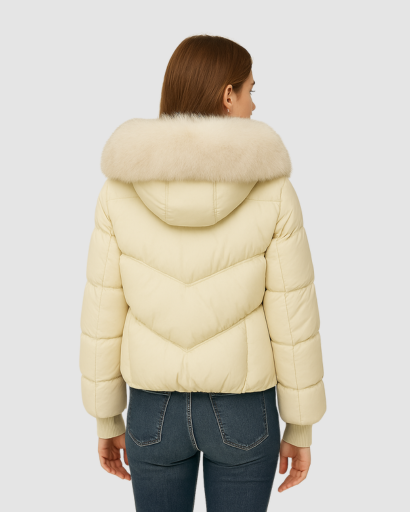 Veste Courte Femme avec Col en Fausse Fourrure – Élégance et Chaleur Hivernale