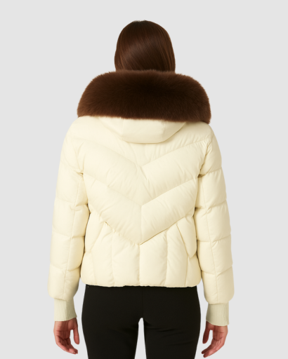 Veste Courte Femme avec Col en Fausse Fourrure – Élégance et Chaleur Hivernale