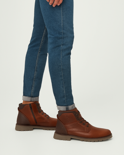 Bottes en Cuir à la Cheville Homme – Style Randonneur Urbain