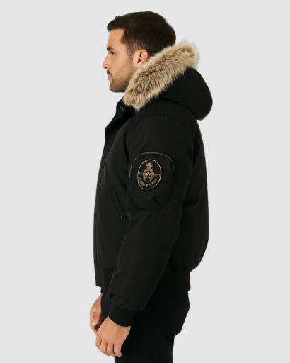 Veste Hiver Homme à Capuche avec Col en Fausse Fourrure – Style Bomber Premium