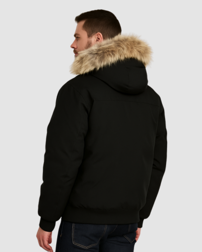Veste Hiver Homme à Capuche avec Col en Fausse Fourrure – Style Bomber Premium