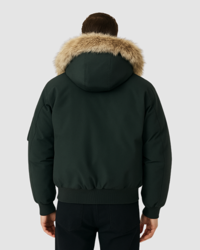 Veste Hiver Homme à Capuche avec Col en Fausse Fourrure – Style Bomber Premium