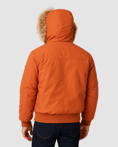 Veste Hiver Homme à Capuche avec Col en Fausse Fourrure – Style Bomber Premium