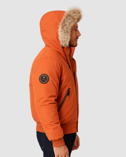 Veste Hiver Homme à Capuche avec Col en Fausse Fourrure – Style Bomber Premium