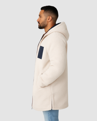 Manteau d’Hiver Réversible pour Homme – Doublure Chaude en Polaire Teddy