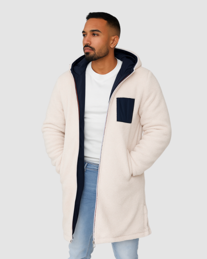 Manteau d’Hiver Réversible pour Homme – Doublure Chaude en Polaire Teddy