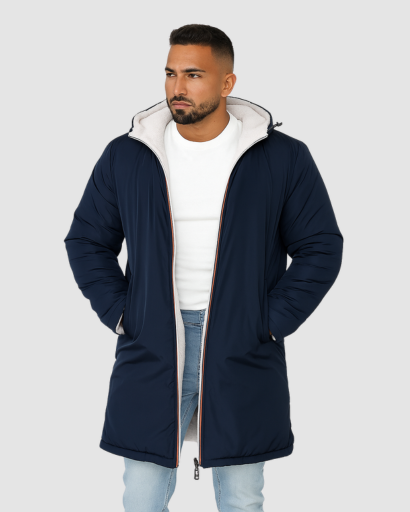 Manteau d’Hiver Réversible pour Homme – Doublure Chaude en Polaire Teddy