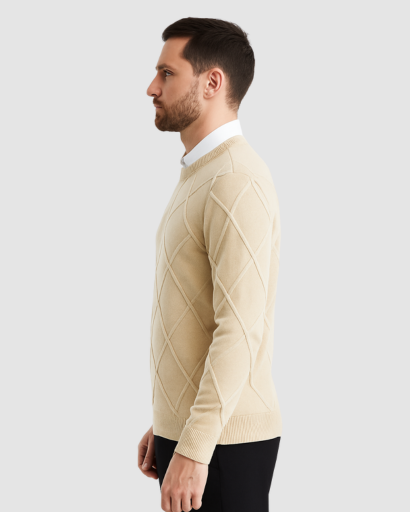 Pull Homme à Motif Losanges – Élégance Classique et Confort Quotidien