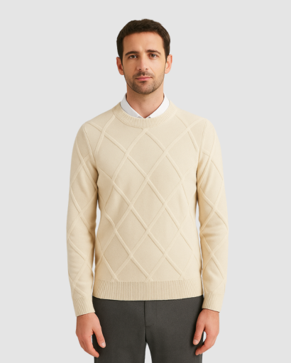Pull Homme à Motif Losanges – Élégance Classique et Confort Quotidien