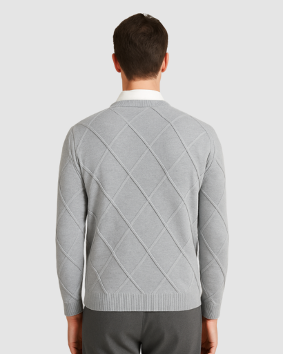 Pull Homme à Motif Losanges – Élégance Classique et Confort Quotidien