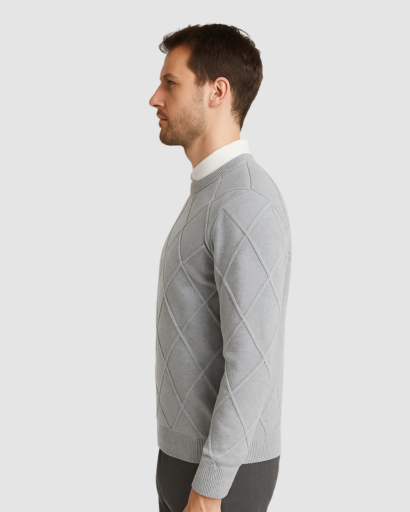 Pull Homme à Motif Losanges – Élégance Classique et Confort Quotidien