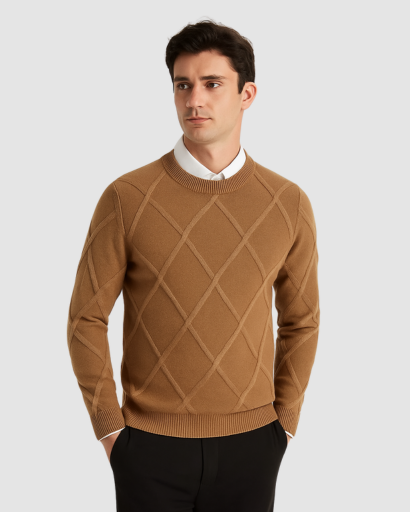 Pull Homme à Motif Losanges – Élégance Classique et Confort Quotidien
