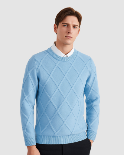 Pull Homme à Motif Losanges – Élégance Classique et Confort Quotidien
