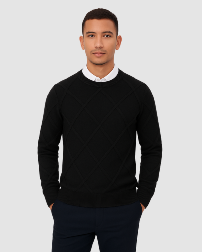 Pull Homme à Motif Losanges – Élégance Classique et Confort Quotidien