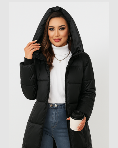 Manteau Long Matelassé à Capuche Femme – Élégance et Chaleur d’Hiver