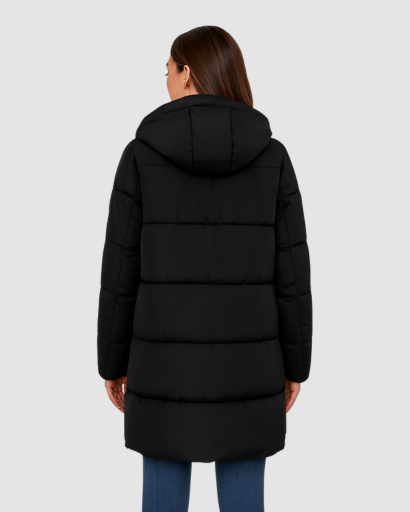 Manteau Long Matelassé à Capuche Femme – Élégance et Chaleur d’Hiver