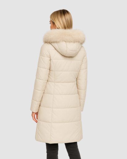 Manteau Long Femme avec Capuche en Fausse Fourrure – Élégance et Isolation Parfaite