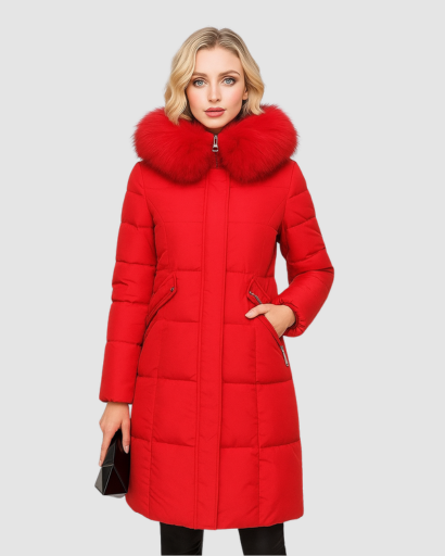 Manteau Long Femme avec Capuche en Fausse Fourrure – Élégance et Isolation Parfaite