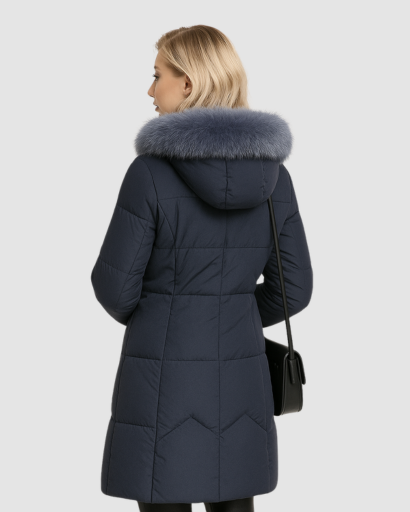 Manteau Long Femme avec Capuche en Fausse Fourrure – Élégance et Isolation Parfaite