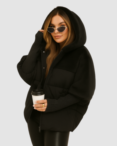 Veste Doudoune Femme avec Capuche – Style Oversize & Détail Fourrure