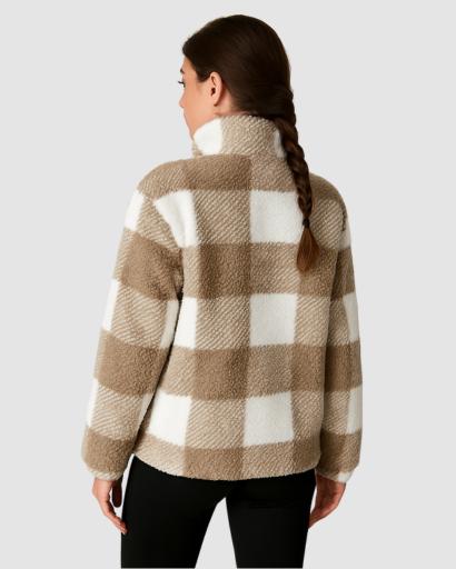 Veste en Polaire à Carreaux – Douceur et Style Décontracté pour Femme