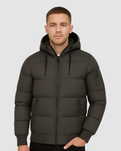 Doudoune Homme Courte Hiver avec Capuche – Manteau Chaud et Urbain