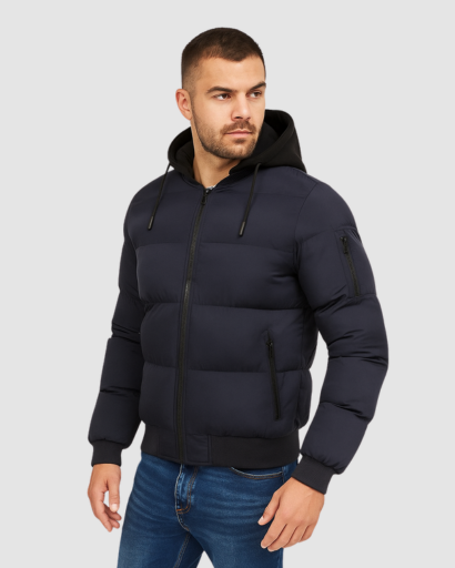 Doudoune Homme Courte Hiver avec Capuche – Manteau Chaud et Urbain