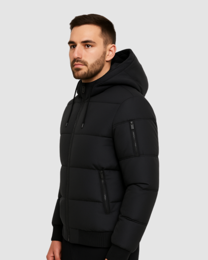 Doudoune Homme Courte Hiver avec Capuche – Manteau Chaud et Urbain