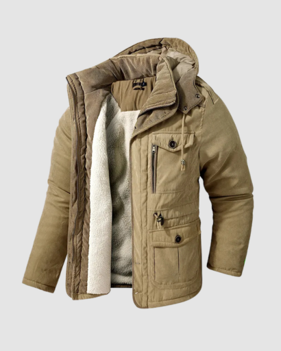 Veste Hiver Homme à Capuche – Doublure Polaire Chaude et Design Multi-Poches