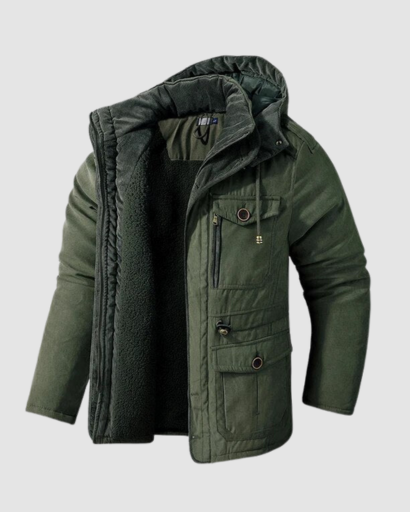 Veste Hiver Homme à Capuche – Doublure Polaire Chaude et Design Multi-Poches