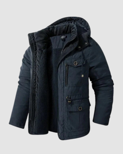 Veste Hiver Homme à Capuche – Doublure Polaire Chaude et Design Multi-Poches