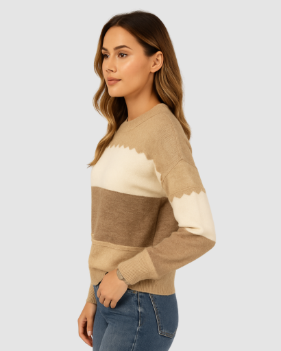 Pull Femme à Rayures Douces – Élégance Décontractée pour Tous les Jours