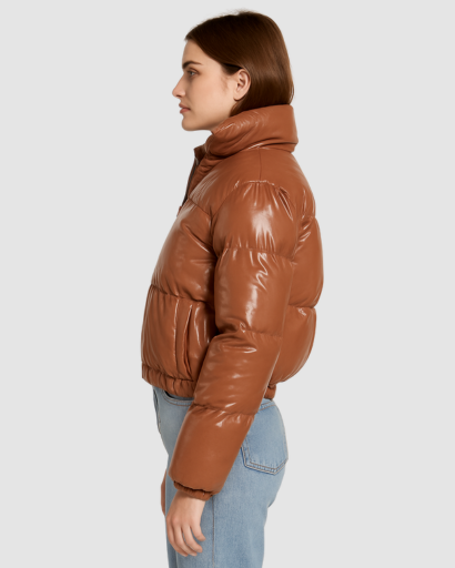 Blouson Matelassé Femme Brillant – Coupe Courte Moderne