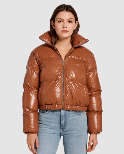 Blouson Matelassé Femme Brillant – Coupe Courte Moderne