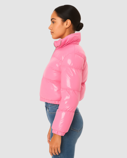 Blouson Matelassé Femme Brillant – Coupe Courte Moderne