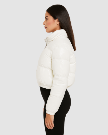 Blouson Matelassé Femme Brillant – Coupe Courte Moderne