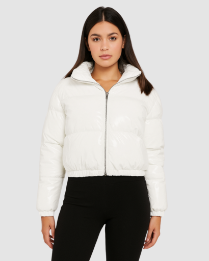 Blouson Matelassé Femme Brillant – Coupe Courte Moderne