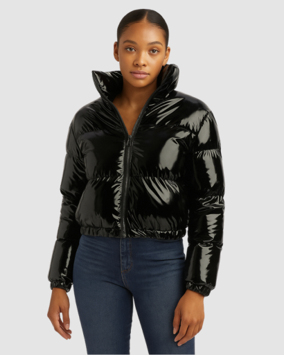 Blouson Matelassé Femme Brillant – Coupe Courte Moderne