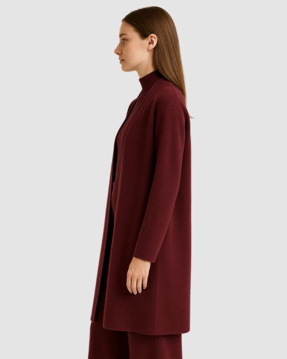 Ensemble 3 Pièces Femme – Pull Col Roulé, Gilet Long & Pantalon Large