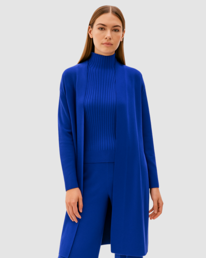 Ensemble 3 Pièces Femme – Pull Col Roulé, Gilet Long & Pantalon Large