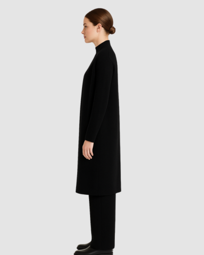 Ensemble 3 Pièces Femme – Pull Col Roulé, Gilet Long & Pantalon Large