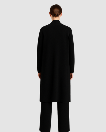 Ensemble 3 Pièces Femme – Pull Col Roulé, Gilet Long & Pantalon Large